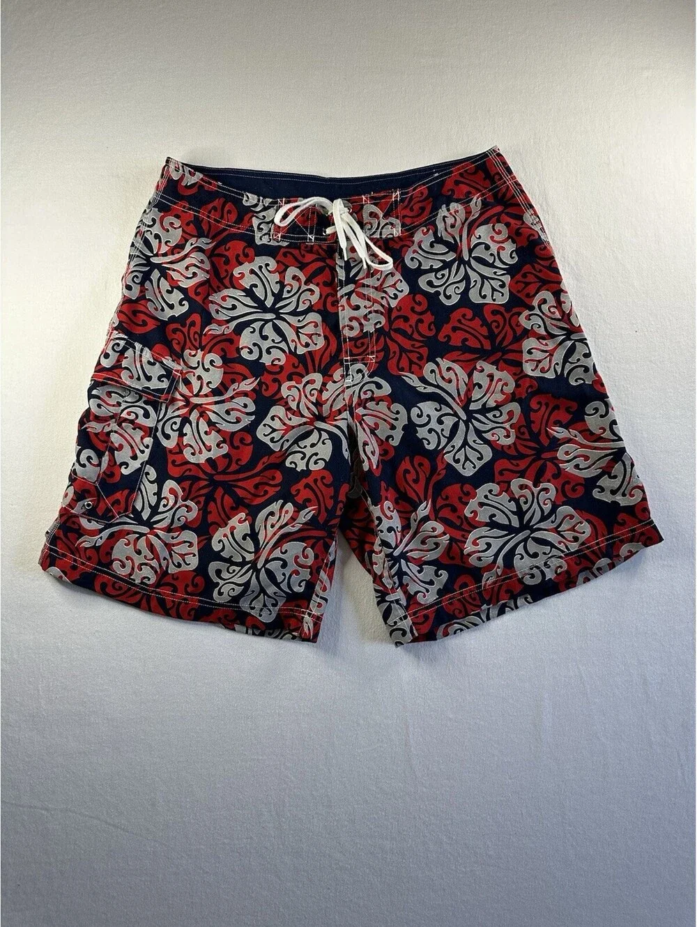 Y2K Sideout Men’s Swimming Trunks size 33, Blue & Red, Hawaii Vibe